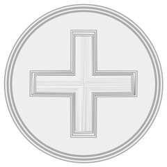 Obraz premium Plus Sign Icon in Gray Circle with Intricate Line Work Design