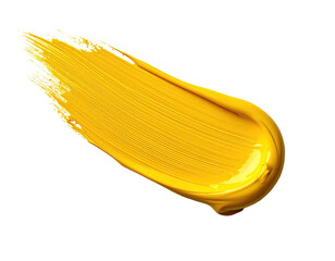 Glossy yellow paint stroke on black backdrop, textured