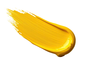 Glossy yellow paint stroke on black backdrop, textured