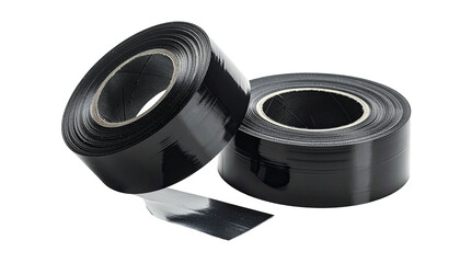 Two rolls of black tape, one unraveling