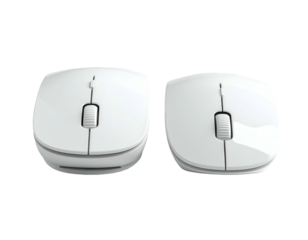 Two identical white computer mice side-by-side, minimal design