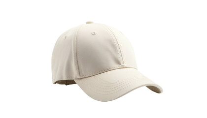 Cream baseball cap. Minimalist, clean on black backdrop