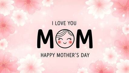 Happy mother's day greeting card with cartoon face
