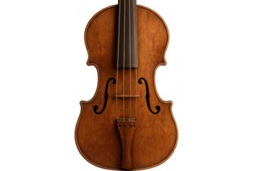 Wooden violin body with f-holes on transparent background