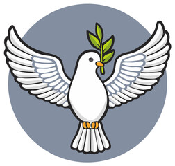 Obraz premium White Dove with Olive Branch Spreading Wings Symbol of Peace