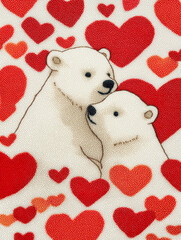 Cartoon bears happily sharing vibrant gift boxes, surrounded by hearts, embodying themes of love and friendship in a playful and whimsical illustration