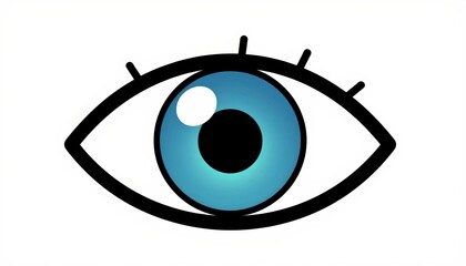 High Definition Illustration of a Vibrant Blue Human Eye with Intricate Details and Glossy Finish
