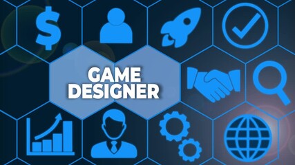 Handwriting text writing Game Designer. Conceptual photo Campaigner Pixel Scripting Programmers Consoles 3D Graphics Woman wear formal work suit presenting presentation using smart device - Powered by Adobe