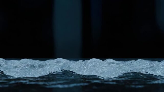 Fresh water surface with small wave ripples and crisp water splash, ocean wave reflection ripple