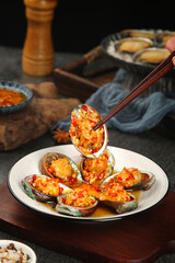 Korean Steamed Abalone with Garlic and Fresh Chili