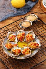 Korean Steamed Abalone with Garlic and Tender Vegetables