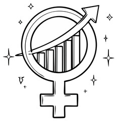 Abstract illustration of Venus symbol with rising graph representing growth and progress.