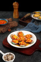 Steamed Abalone with Garlic and Chili Sauce - Asian Seafood Dish