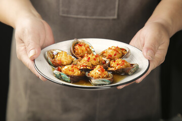 Steamed Korean Abalone with Garlic - Fresh Seafood Dish
