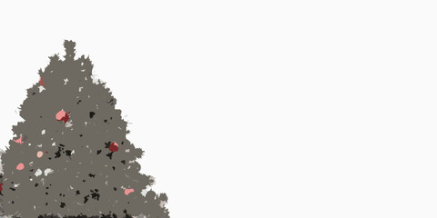 Obraz premium A simplified illustration of a christmas tree with red ornaments on a white background