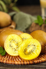 Fresh Yellow Kiwifruit Still Life with Vibrant Flesh
