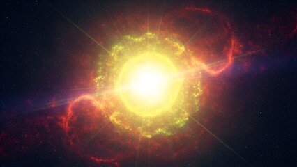Celestial explosion: A radiant supernova illuminates the cosmic void with brilliant light