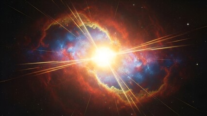 Celestial radiance: an abstract cosmic explosion with swirling colors and bright rays