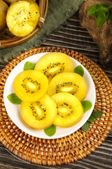 Fresh Yellow Kiwifruit Still Life, Sichuan China