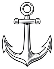 Classic Nautical Anchor Symbol Graphic Illustration Maritime Security Emblem