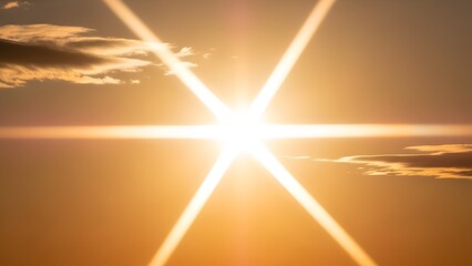 Ethereal radiant sunrise emanating vibrant golden energy with a burst of sunlight across the sky