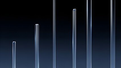 Sleek and futuristic: abstract 3D rendering of ascending transparent columns on dark gradient