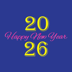 2026- Happy new year blue background illustration vector