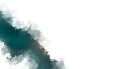 Watercolor style artwork with dark greens and grays creating a soft cloudy effect