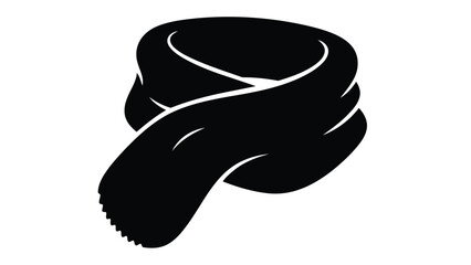 Black Winter Scarf Icon Silhouette Isolated on White Background for Fashion Design