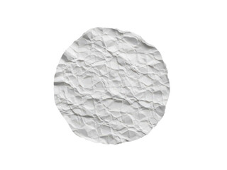 A crumpled white paper circle on a solid black background on transparent background
