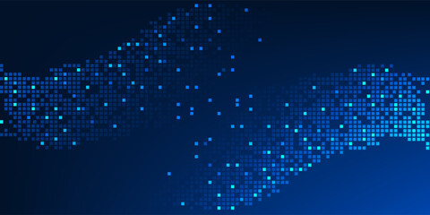 Abstract Technology Background with Geometric Square Wave Patterns, Digital Data Flow Visualization, Futuristic Big Data Stream, Network Communication Concept, Modern Technology Wave Design