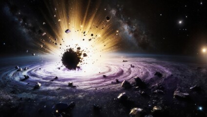 Cosmic Collision - A Celestial Bodys Explosive Demise in Deep Space.