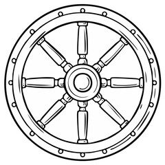 Naklejka premium Nautical Wheel Illustration Vintage Wood Ship Steering Wheel Graphic