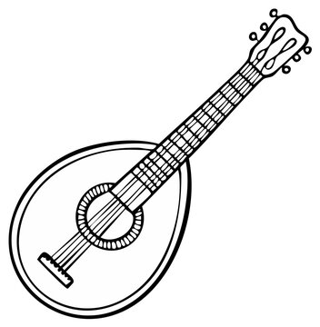 Illustration of a traditional mandolin lute like instrument simple outline style