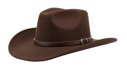 Brown cowboy hat isolated PNG, classic western headwear for rodeo, country music, and themed events on transparent background