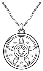 Magical Star Pendant Necklace Outline Drawing Jewelry Accessory for Fantasy Designs