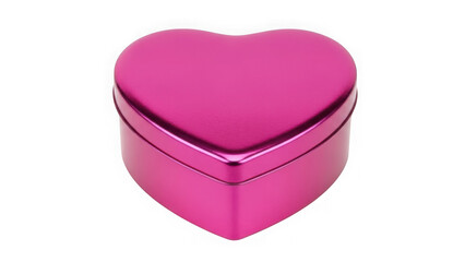 Vibrant pink heart shaped gift box isolated on transparent background