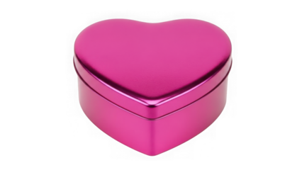 Vibrant pink heart shaped gift box isolated on transparent background