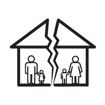 Broken home and family separation concept illustration