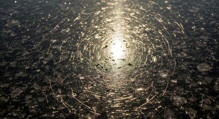 Dynamic Radial Light Burst on Rough Dark Stone Surface, Abstract Background Design