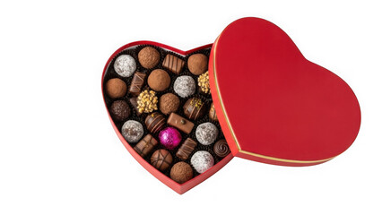 Naklejka premium A closeup of a brown chocolate candy heart with organic hazelnut and peanut ingredients served as a healthy snack on a Transparent Background