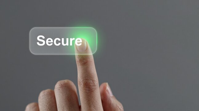 AI cloud computing and data analytics concept. Secure touch on digital interface with glowing confirmation. - Powered by Adobe