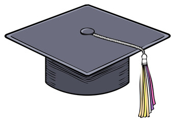 Graduation cap with tassel illustration for educational achievement recognition and academic success celebration, symbolizing scholastic accomplishment