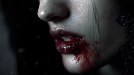 Bloody lips closeup