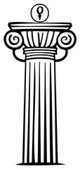 Black and White Iconic Venus Symbol Topped Doric Column Depiction