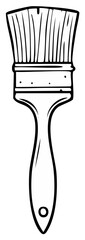 Paint brush with bristles and wooden handle for painting, vector illustration