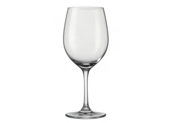 Empty transparent crystal wine glass on cutout background