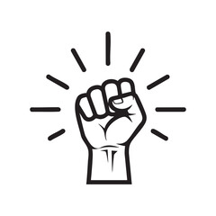 Obraz premium Clenched fist with radiating lines symbolizing power and strength