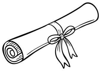 Hand-drawn parchment scroll tied with ribbon for announcements or award ceremonies, ideal for educational materials