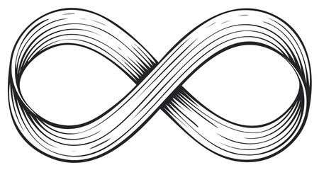 Fototapeta premium Endless Loop Symbol Etching Style Line Art Infinity Sign Conceptual Icon Decorative Design Element Continuous Motion
